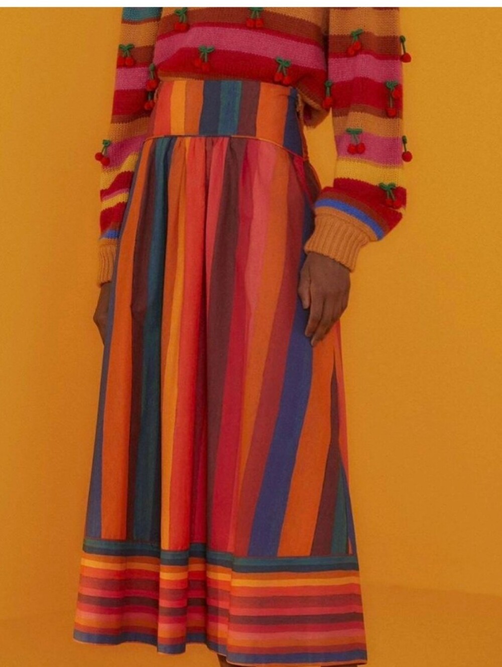 Farm Rio Stripe Skirt Maxi With Pockets Sz Small Euc Boho
